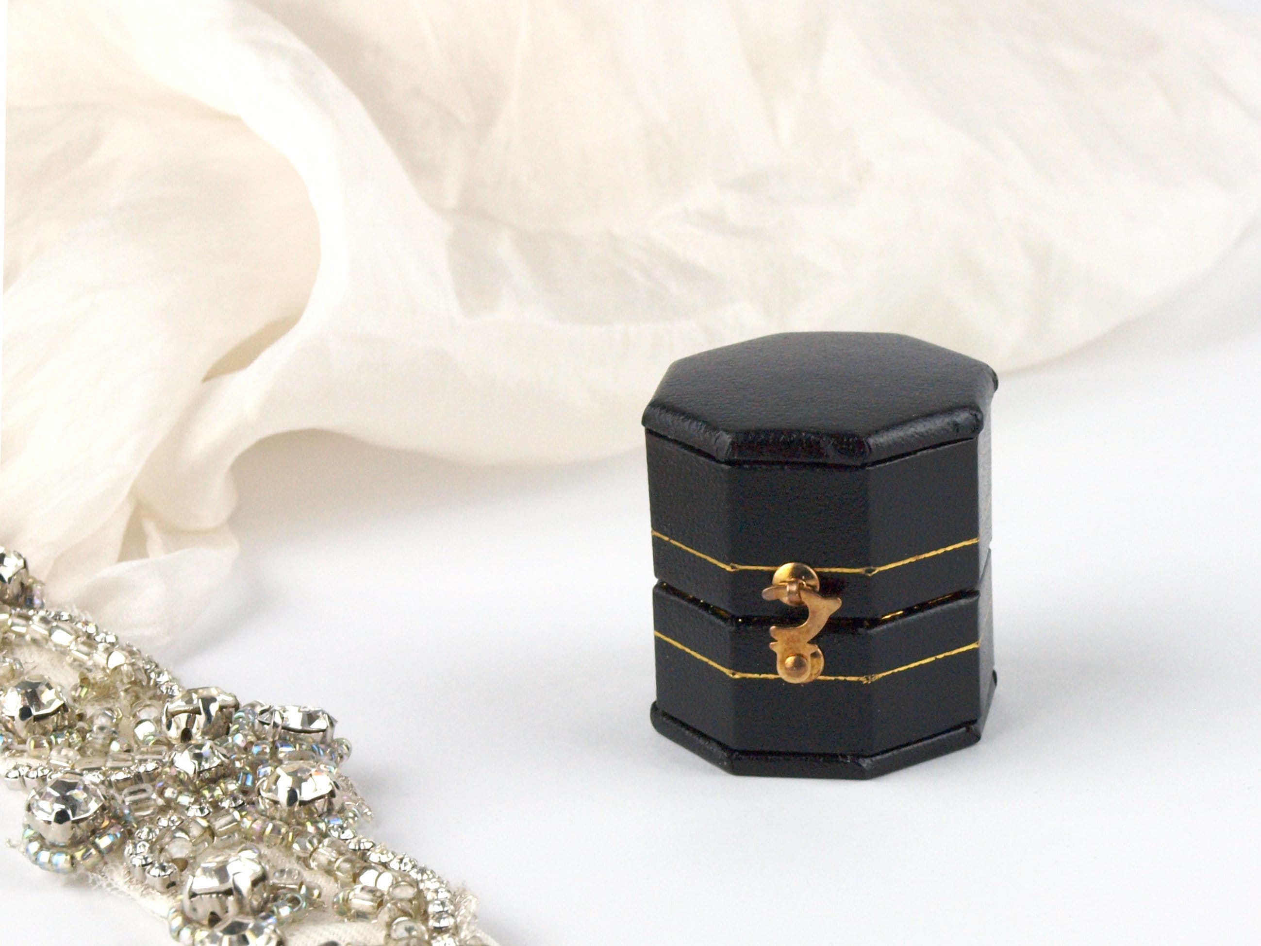 Elegant Black Ring Box in Antique Style for Proposal Engagement ...
