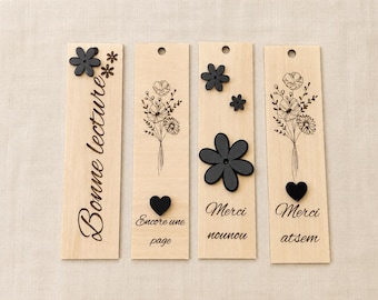 Personalized engraved wooden bookmark – Gift for teacher, nanny, or teaching assistant – End of school year – Gift for a reader – Handmade in France