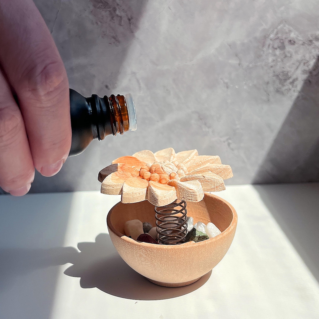Bloom Aromatherapy Diffuser – Passive Wood Diffuser With Carved Flower ...