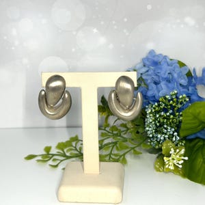Sterling Silver Door Knocker Earrings, Retro Clip-On Earrings, Vintage Chunky Clip-On Earrings, JPJ096