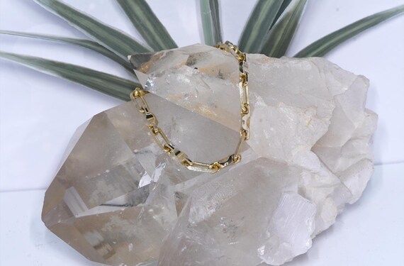 Gold Plated Sterling Silver Bracelet: Rectangular… - image 1