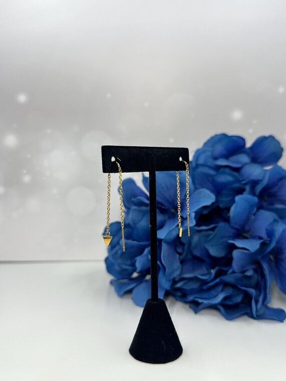 Yellow Gold Plated Stainless Steel Triangle Threa… - image 4