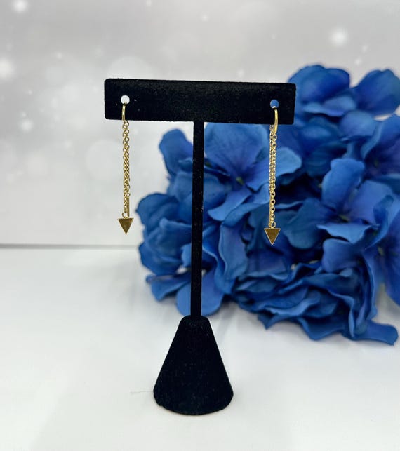 Yellow Gold Plated Stainless Steel Triangle Threa… - image 1