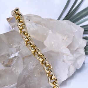 Chunky Link Yellow Gold Plated Sterling Silver Bracelet, Bold Link Chain, Layering Chain Bracelet, Elegant Link Chain   JPJ051