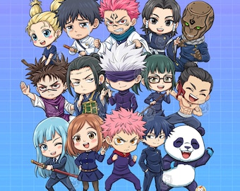 Jujutsu Chibi Clipart Bundle Stickers: Anime Chibi Printable PNG & SVG, Digital Download