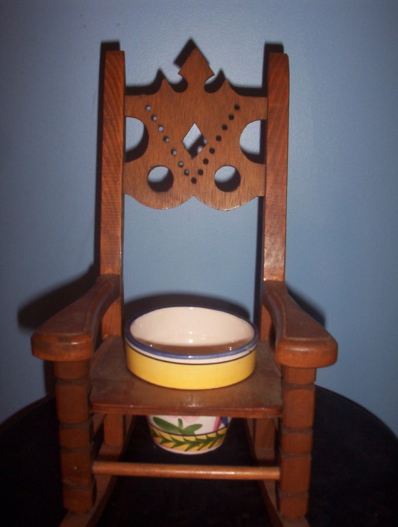 Items similar to Miniature Solid Wood Rocking Chair Planter 14" High on