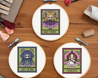 Little Witches 3 Pack - Poison Garden - Cross Stitch Bundle - PDF