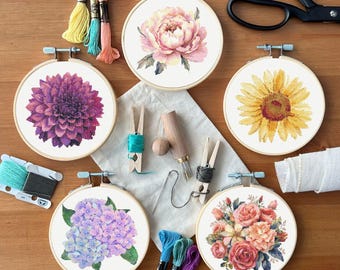 Wildflower Cross Stitch Pattern Bundle: Modern Floral Designs (PDF Download)