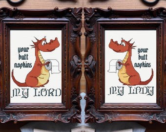 Butt Servietten My Lord and Lady - Snarky Badezimmer Zitate - Kreuzstich Muster PDF