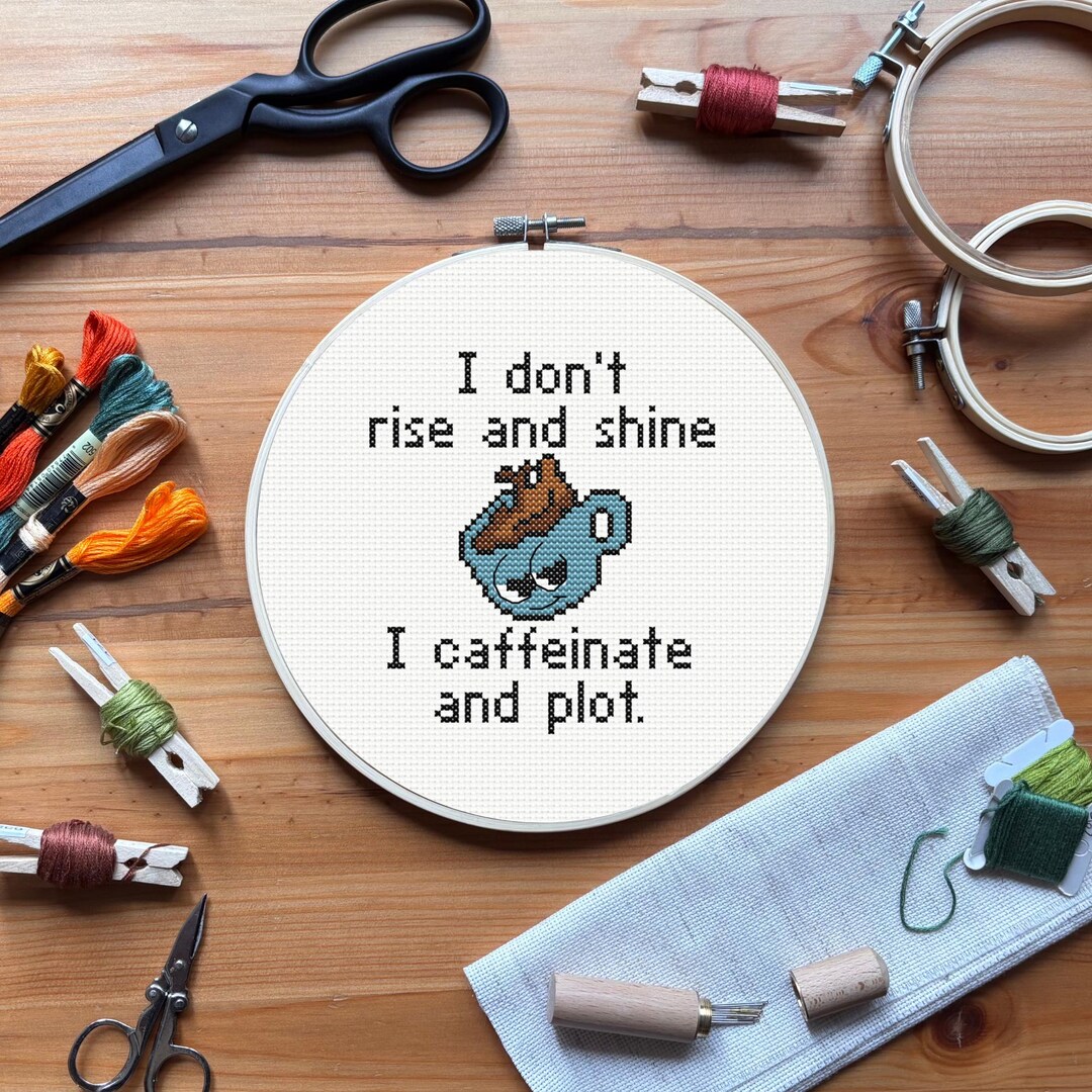 Pot Plot Coffee Pot Plots - Funny Cross Stitch Pattern - Snarky Quotes ...