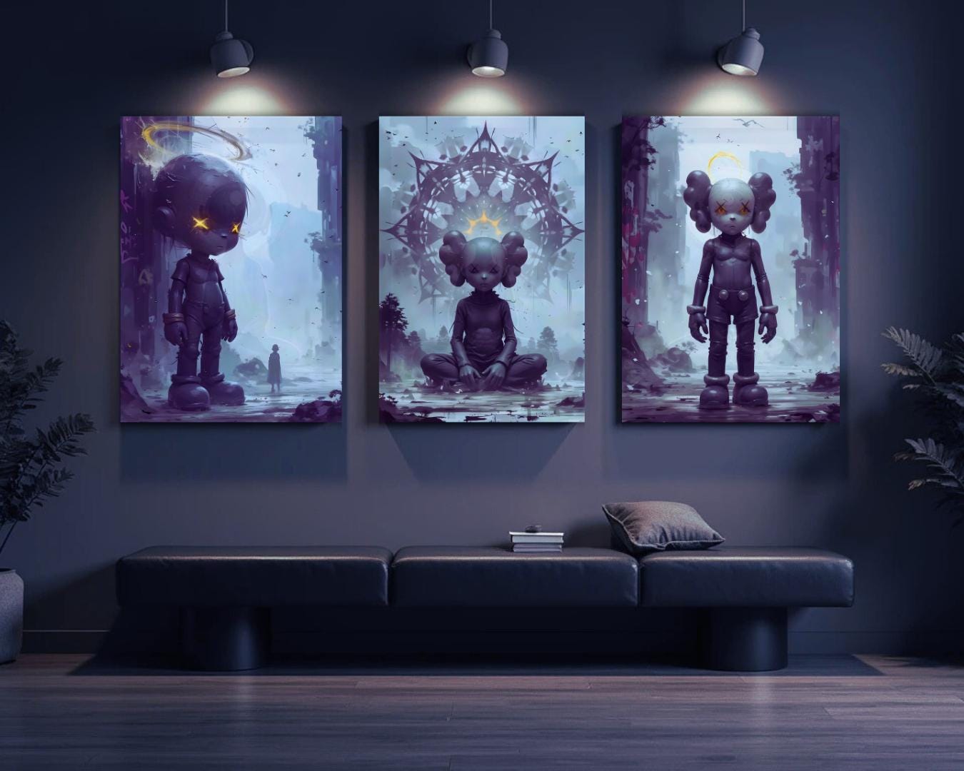 Dark Chaos x KAWS Poster Set – 3X Street Art Wall Prints | Graffiti Download Art | Edgy Urban Decor for Home, Studio & Digital Fans