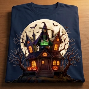 Halloween Witch Haunted House Spooky Cauldron Full Moon Fantasy Art digital png