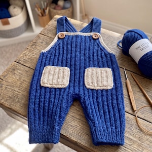 Ribbed Baby Romper Knitting Pattern PDF | Toddler Overalls | Sizes 6M-3T