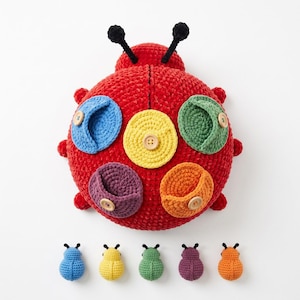 Ladybug Family Crochet Pattern PDF | Montessori Color Match Educational Toy