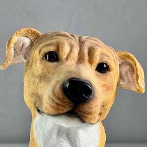 Staffordshire Bull Terrier Bust — The Leonardo Collection, Vintage Dog Lover Gift, Realistic Staffy Figurine, Collectible Dog Sculpture