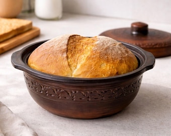 Bread Baker with Lid | Terracota Baking Pan | Bread Baking Gifts