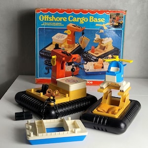Vintage Fisher-Price Offshore Cargo Base: 1980s Playset with Box