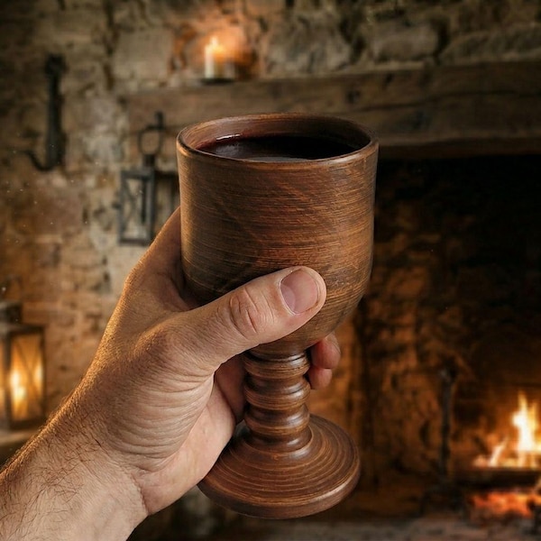Ceramic Goblet, Medieval Mead Cup, Handmade Clay Chalice, Fantasy Goblet, Renaissance Fair Drinkware