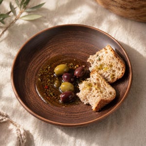 Handmade Ceramic Snack Plate, Artisanal Dinnerware, Small Tapas and Bread Dipping Dish, Dark Brown Milk Fired Pottery, Oven Safe Plate