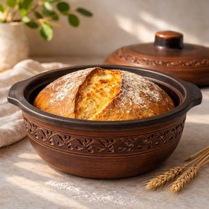 Handmade Clay Bread Box with Lid – Terracotta Bread Keeper for Sourdough & Homemade Bread, Wabi Sabi Rustic Kitchen Storage