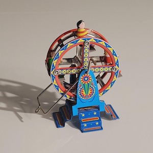 Vintage-Style Tin Ferris Wheel Toy by Schylling | Wind-Up Collectible Metal Toy | Retro Carnival Ride Miniature | Made in China