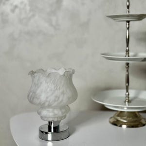 Vintage Floral Glass Touch Lamp: Cottagecore Bedside Table Light