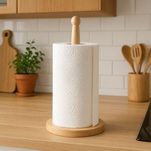 Paper Towel Holder – Handmade Ash Wood Stand – Minimalist Rustic Kitchen Decor – Wooden Kitchen Roll Stand – Scandinavian & Farmhouse Style