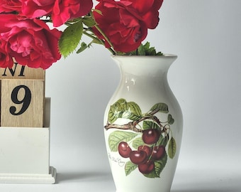 Portmeirion Pomona Vase: Vintage &quot;Late Duke Cherry&quot; Botanical Ceramic
