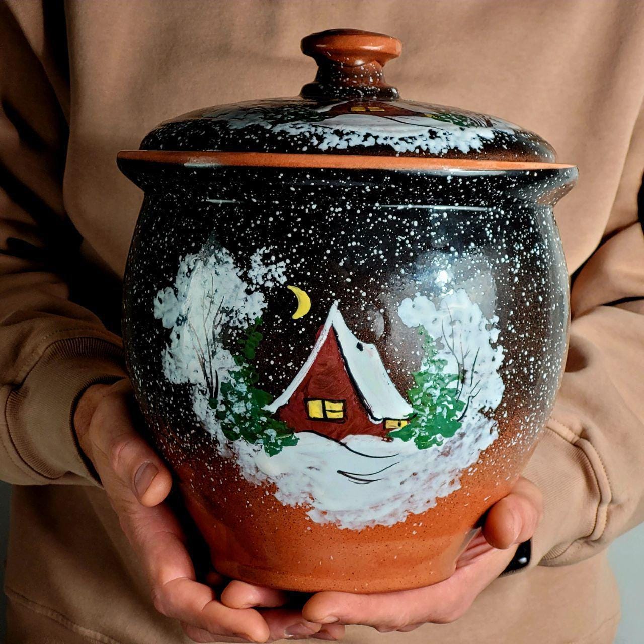 茶器 Etsy 壺蓋付き陶器 花柄の陶器 蓋付き壺 写真を確認
