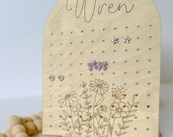 Wooden Earring Holder | Personalized Earring Stand | Wooden Earring Organizer | Stud Display Holder | Gift for Her | Custom Jewellery Stand