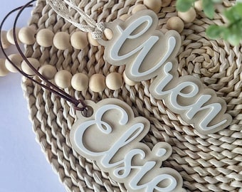 Médaillon en bois personnalisé pour bas de Noël | Étiquette pour bas de Noël | Étiquette-cadeau personnalisée pour les Fêtes | Étiquette pour bas de Noël | Médaillon en bois Noël