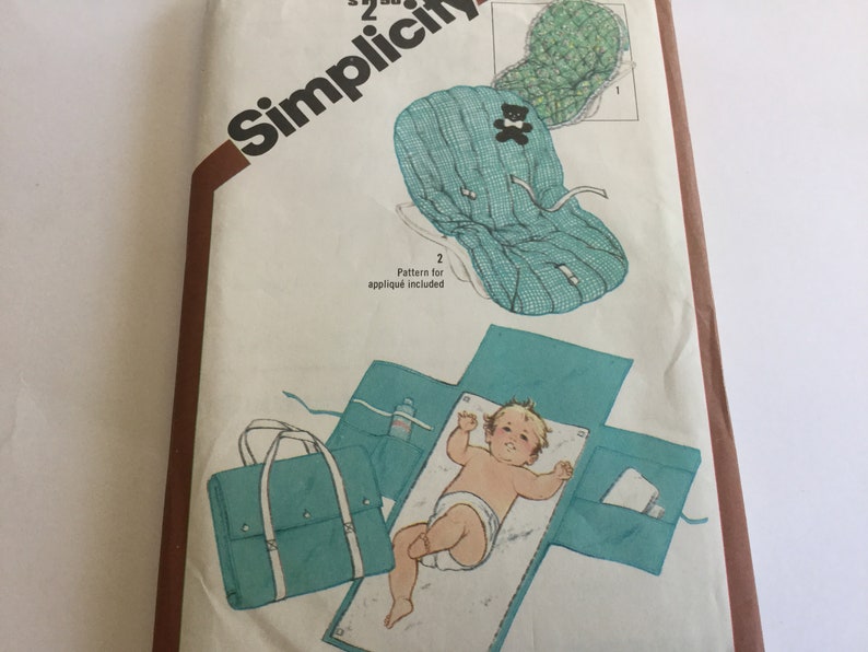 Vintage 1980s Baby Travel Mat Simplicity 9926 Uncut Sewing Patterns Newborn Baby Shower Gifts One Size Tote Seat Cover