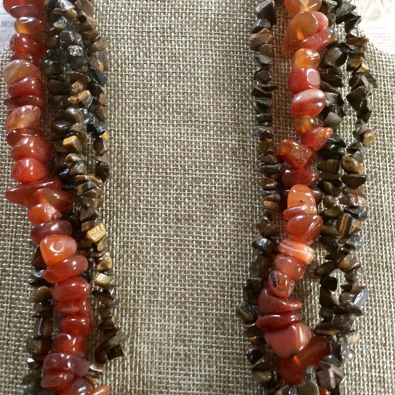 Vintage Stunning Red Agate, Tiger’s Eye Chip Mult… - image 4