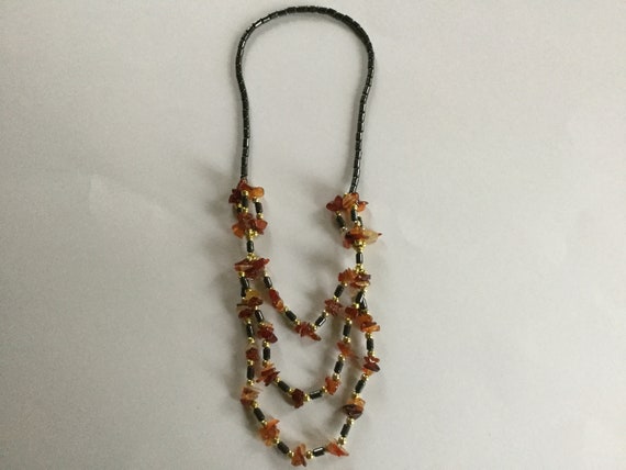 Vintage Gemstone 17”  Necklace, Hematite Red Agat… - image 5