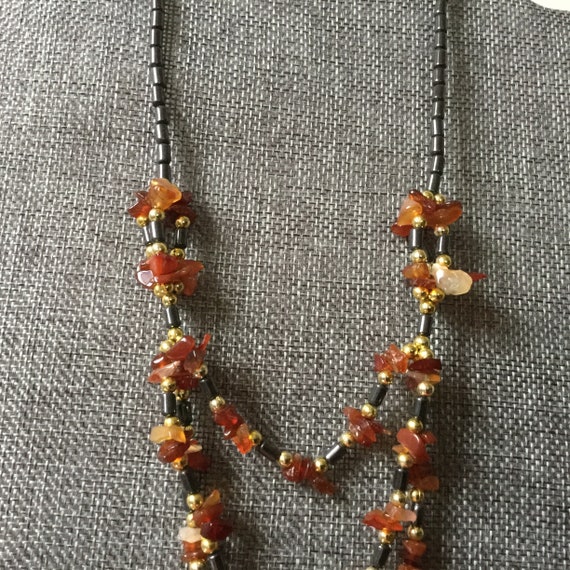 Vintage Gemstone 17”  Necklace, Hematite Red Agat… - image 4