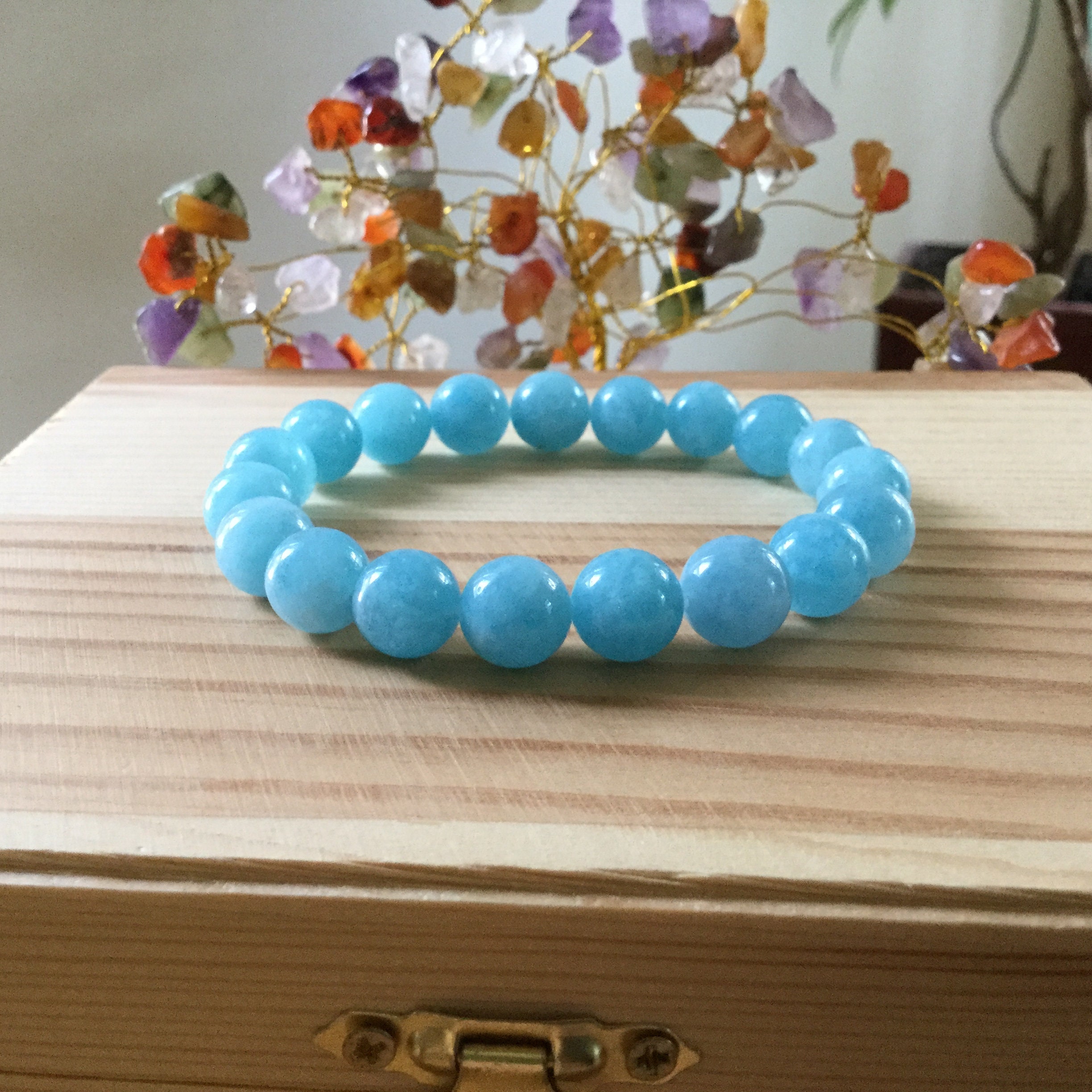 Blue Sponge Quartz Handmade Chunky Bracelet 10mm Beads Etsy
