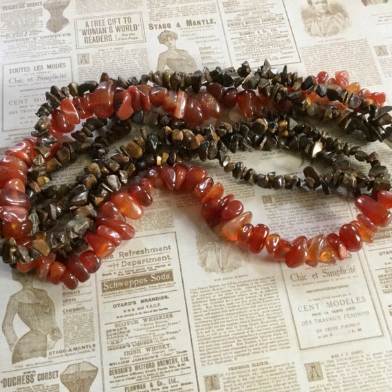 Vintage Stunning Red Agate, Tiger’s Eye Chip Mult… - image 7