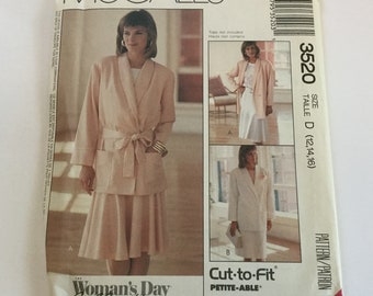 McCall’s 3520 Vintage Sewing Patterns, Uncut Misses Unlined Jacket, Skirt,  Belt. Women’s 1980s Sewing Patterns, Size 12 - 14 - 16