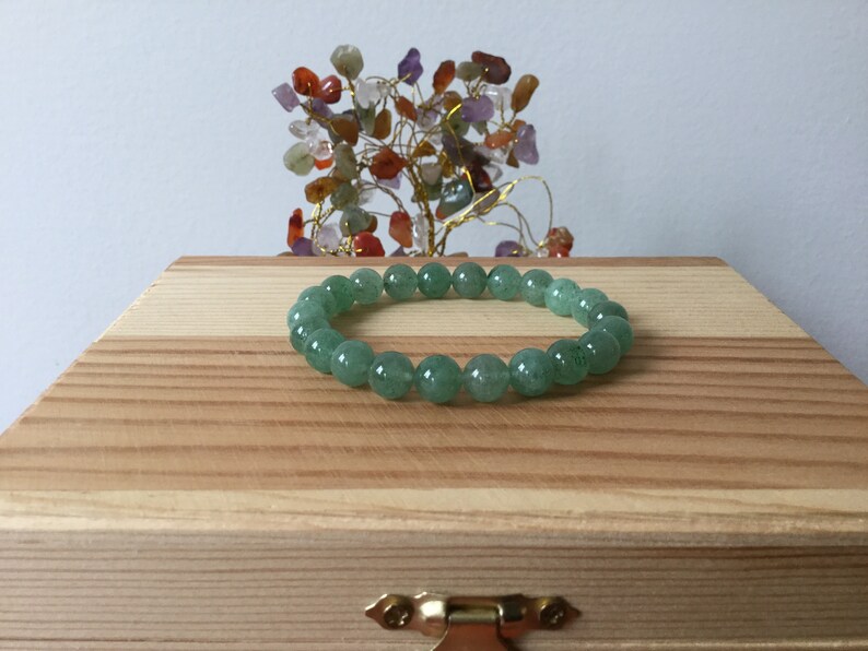 Healing 8mm Beads Gemstone Stretch Bracelet Balance Quartz 7\u201d Bracelet Meditation Green Strawberry Quartz Handmade Bracelet