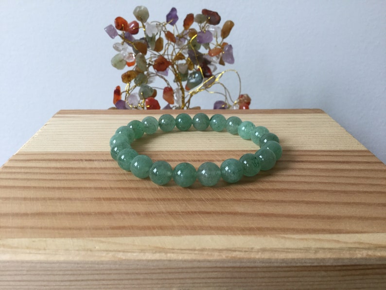 Healing 8mm Beads Gemstone Stretch Bracelet Balance Quartz 7\u201d Bracelet Meditation Green Strawberry Quartz Handmade Bracelet