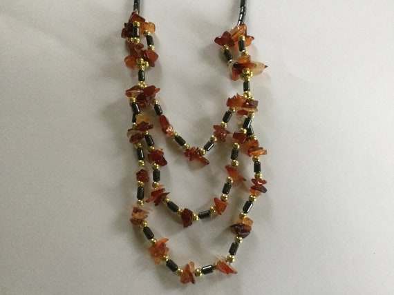 Vintage Gemstone 17”  Necklace, Hematite Red Agat… - image 6