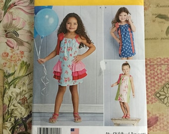 Simplicity 1119 Sewing Patterns, Uncut Girl Child Sleeveless Summer Spring Dress, Easy Dress, Size 3 - 8. Girls Party Birthday Dresses