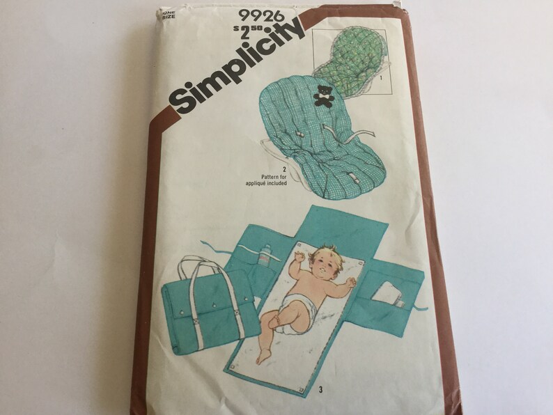 Vintage 1980s Baby Travel Mat Simplicity 9926 Uncut Sewing Patterns Newborn Baby Shower Gifts One Size Tote Seat Cover