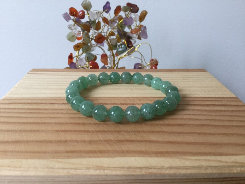Healing 8mm Beads Gemstone Stretch Bracelet Balance Quartz 7\u201d Bracelet Meditation Green Strawberry Quartz Handmade Bracelet