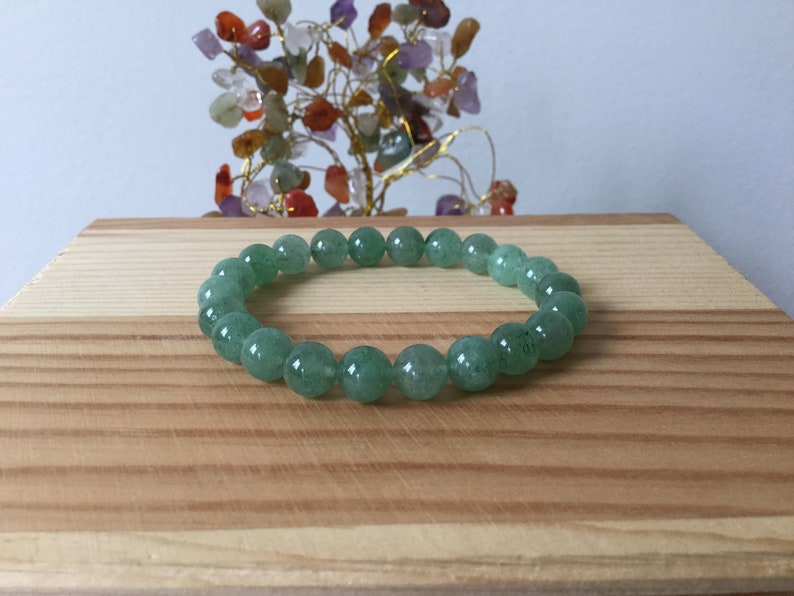 Healing 8mm Beads Gemstone Stretch Bracelet Balance Quartz 7\u201d Bracelet Meditation Green Strawberry Quartz Handmade Bracelet