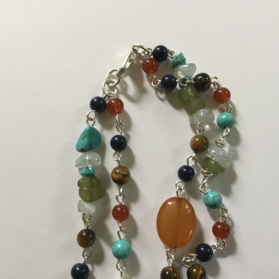 Vintage Mixed Gemstones long 37” Necklace- Agate,… - image 4