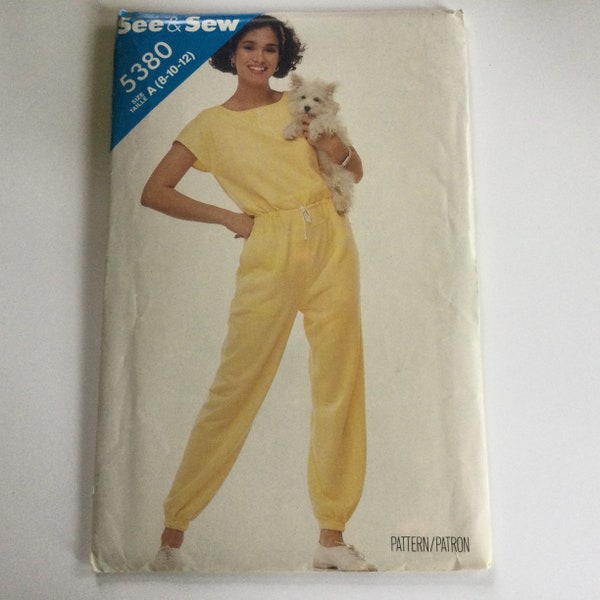 See & Sew 5380 Sewing Patterns. Vintage Uncut Misses Jumpsuit Sewing Patterns, Size 8, 10, 12