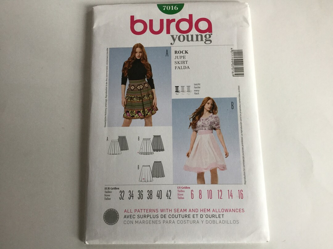 Burda Young 7016 Sewing Patterns, Uncut Misses, Teens, Juniors Skirt