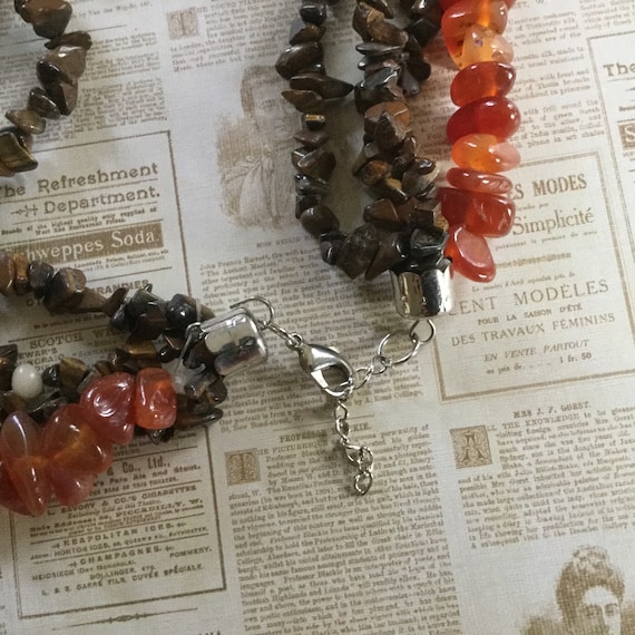 Vintage Stunning Red Agate, Tiger’s Eye Chip Mult… - image 6