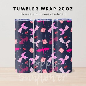 Fantasy Dragons & Mermaids Tumbler Wrap: 20oz Skinny Tumbler Design (Digital Download) | Sublimation PNG | Commercial Use | Hand-drawn